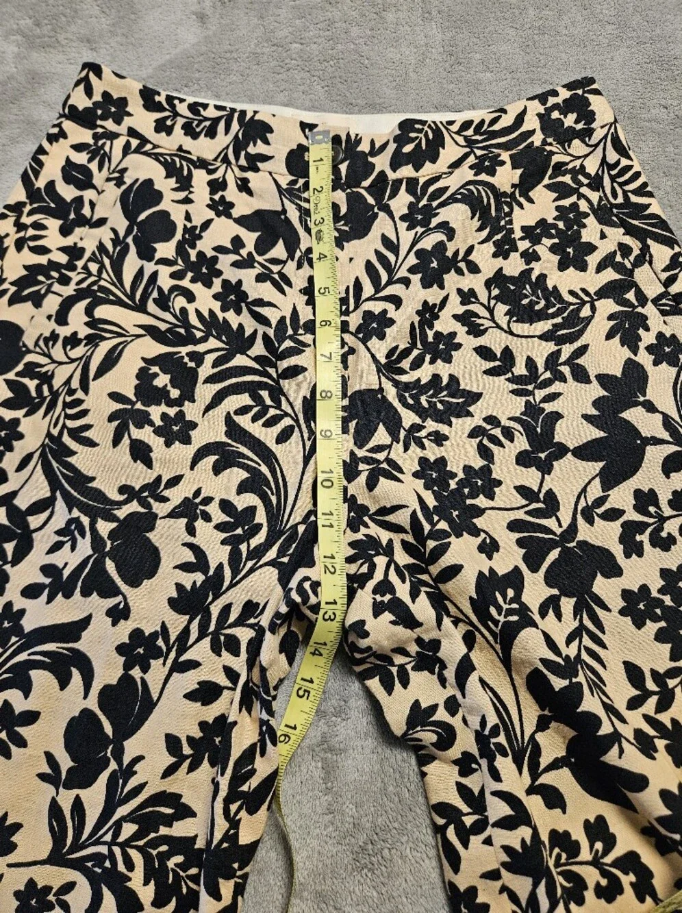Sezane Martin Crop Nora Print Trousers Linen Blend Floral Pants Size 8